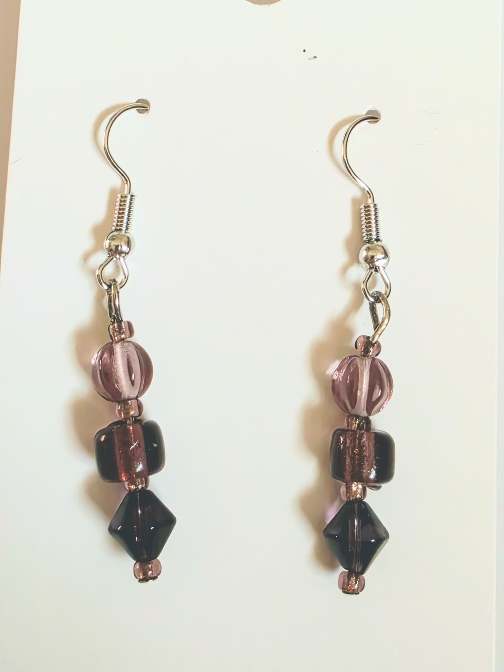 Handmade Purple Glass Drop Earrings